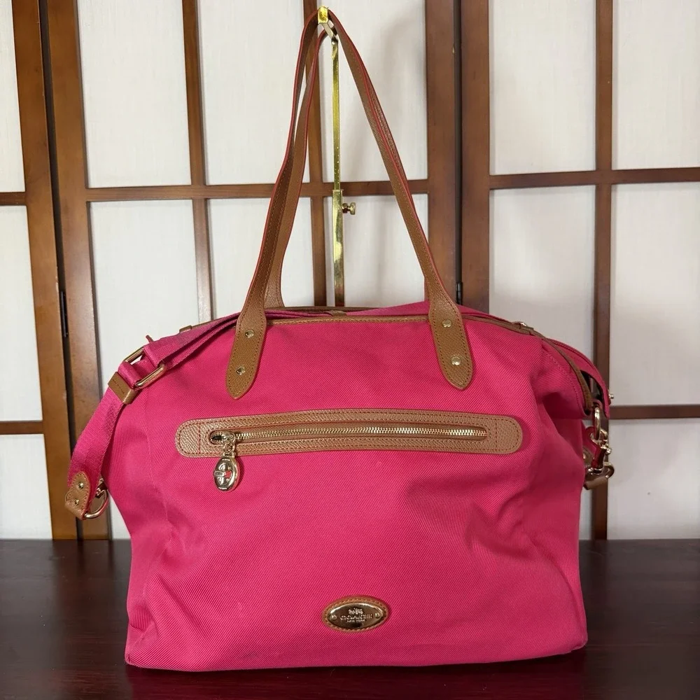 AUTHENTIC Coach Sawyer Baby Diaper Tote Women's Bag Hot Pink Strap, Work Tote